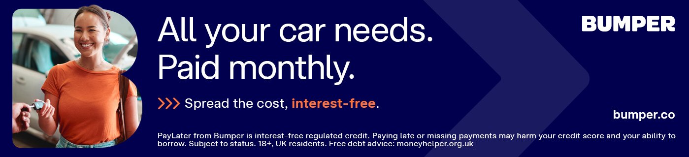 Woman smiling while holding car keys, with text promoting Bumper's interest-free car payments.