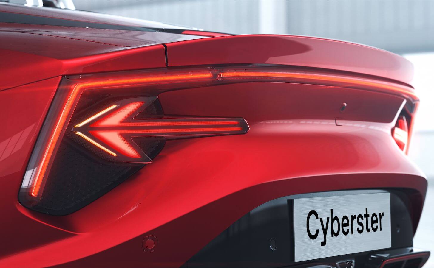 Close-up of a Cyberster's rear LED tail light