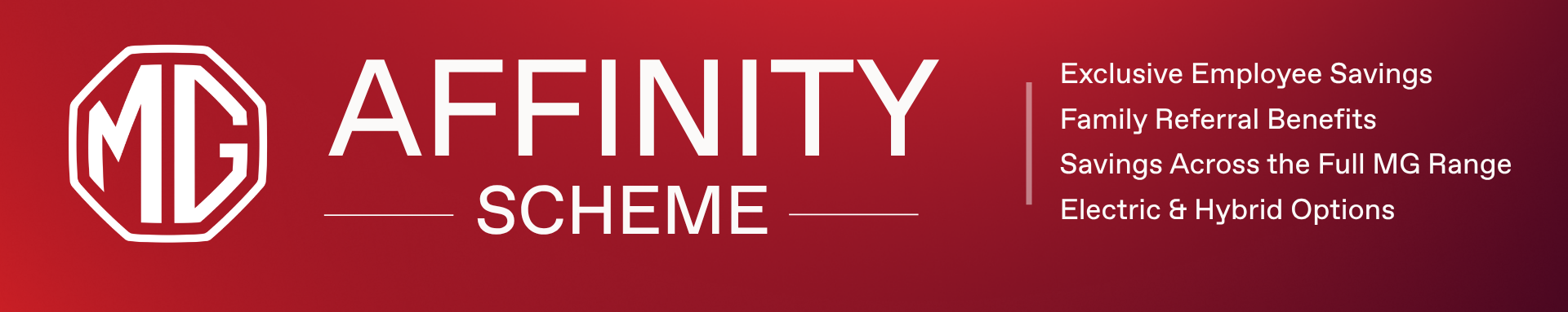MG Affinity Scheme details with employee savings and electric options.