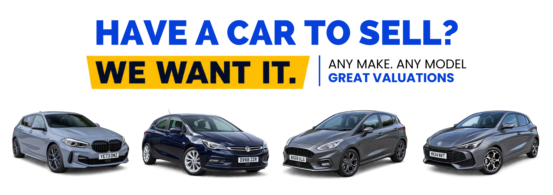 Four cars displayed under text offering to buy vehicles.